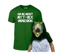 Reality Glitch Kids Ask Me About My T-Rex Flip Funny Dinosaur Tshirt T-Shirt, Verde Bottiglia, 7-8 Anni Bambini e Ragazzi