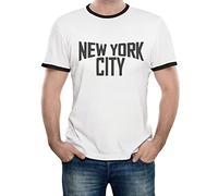 Reality Glitch T-Shirt da Uomo New York City Ringer Music Inspired (XXL, Bianco/Nero)