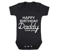 Reality Glitch Tutina per neonato a maniche corte con scritta "Happy Birthday Daddy Love You", 100% cotone, super morbida, confortevole e traspirante. Stampa moderna e design di lunga durata (nero,