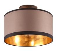 Reality Lampada da soffitto Davos R61552041, metallo nero opaco, paralume in tessuto tortora/nero/dorato, escl. 1x E14