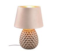 Reality Lampada da tavolo Ariana R51531944, base in ceramica beige, paralume velluto beige/color oro, escl. 1x E27