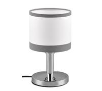 Reality Lampada da tavolo Davos R59551006, metallo cromato, paralume tessuto grigio/bianco, escl. 1x E14