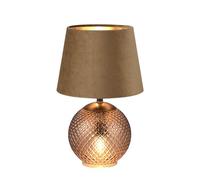 Reality Lampada da tavolo Jonna R51242013, base in vetro color ambra, paralume color velluto marrone/color oro, escl. 2x E14