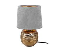 Lampada tavolo SOPHIA base ceramica oro e paralume effetto velluto grigio R50821011