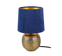 Lampada tavolo SOPHIA base ceramica oro e paralume velluto blu R50821012