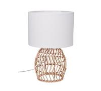 Lampada da tavolo Rike H.38cm in rattan con paralume bianco effetto naturale R51131036