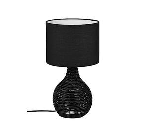Reality, Lampada tavolo, Sprout 1xE27, max.25,0 W Tessuto, Nero, Finitura: Reticolo rattan, Nero Ø:22,0cm, A:39,5cm Interruttore su cavo,IP20,Senza illuminante