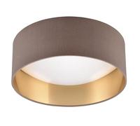 Reality LED Lampada da soffitto Locarno R64191141, plastica bianca, paralume in tessuto color tortora/oro, incl. LED da 12 Watt