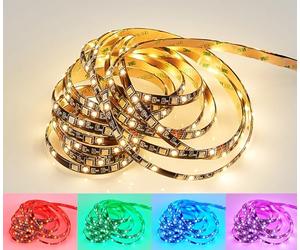 Reality LED Stripe Rush R65575102, plastica nera, LED RGB 15 Watt inclusa, 500 cm accorciabile, telecomando, IP44