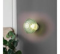 Reality Leuchten Applique a LED Earl, ottone/verde, vetro, Ø 15,5 cm Reality Leuchten