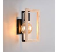 Reality Leuchten Applique Bano, legno/nero, altezza 25 cm, metallo, E27 Reality Leuchten