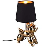 Reality Leuchten Bello R50241079 - Lampada da tavolo in ceramica dorata, paralume in tessuto nero, 1 lampadina E14