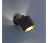 Faretto TOMMY singolo con diffusore paralume nero interno oro base metallo nero opaco R80331079