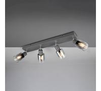 Reality Leuchten Barre des spots CADIZ R81784042, Métal anthracite, Verre Chrome Vaporisé, excl. 4x E14