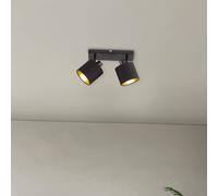 Reality Leuchten Faretto da soffitto Tommy, nero/oro, lunghezza 28 cm, a 2 luci. Reality Leuchten