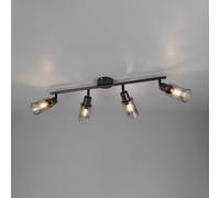 Reality Leuchten Faretto Mars, lunghezza 82 cm, nero opaco, a 4 luci, metallo E14 Reality Leuchten