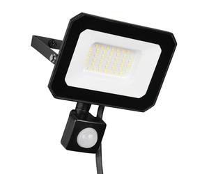 Reality Leuchten Funchal R23349232 - Faretto LED per esterni, in alluminio pressofuso, nero opaco, con LED da 30 Watt, sensore di movimento