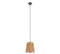 Reality Leuchten Holm R31041026 - Lampadario a sospensione in metallo nero opaco, paralume in carta marrone, 1 lampadina E27