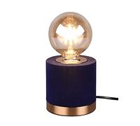 Reality Leuchten Judy R50691012 - Lampada da tavolo in metallo e ottone opaco, velluto blu, 1 lampadina E27