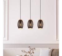 Sospensione BIDAR 3 diffusori metallo nero e oro R31573080