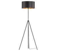Reality Leuchten Lampada da Pavimento E27, 60 W, Schwarz Matt/Goldfarbig, 55 x 55 x 150 cm