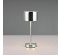 Reality Leuchten Lampada da tavolo LED Jeff ricaricabile, colore nichel, altezza 30 cm, Reality Leuchten