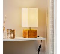 Lampada tavolo WOODY base legno naturale e paralume bianco R50171030