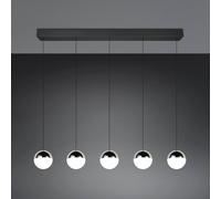 Reality Leuchten Lampada LED a sospensione Senta, cromata, lunghezza 114 cm, 4.000 K, a 5 luci. Reality Leuchten