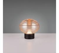 Reality Leuchten Lampada LED da tavolo Earl, nero/ambra, altezza 14,5 cm, vetro Reality Leuchten