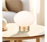 Reality Leuchten Lampada LED da tavolo Earl, ottone/opal, altezza 14,5 cm, vetro Reality Leuchten