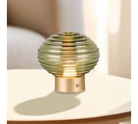 Reality Leuchten Lampada LED da tavolo Earl, ottone/verde, altezza 14,5 cm, vetro Reality Leuchten