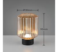 Reality Leuchten Lampada LED da tavolo Lord, nero/ambra, altezza 19,5 cm, vetro Reality Leuchten