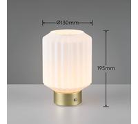 Reality Leuchten Lampada LED da tavolo Lord, ottone/opal, altezza 19,5 cm, vetro Reality Leuchten