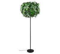 Reality Leuchten Lampadaire LEAVY R40463015, métal noir mat, feuilles plastique vert, excl. 3x E14
