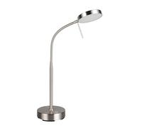 Reality Leuchten Lampe de table LED MORENO R54561107, Métal nickel mat, LED 3 watts, Batterie avec station de charge, Capteur de gradation, Couleur de la lumière réglable