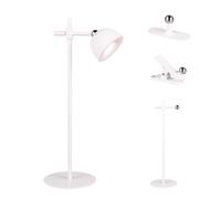 Reality Leuchten Maxima R57791101 - Lampada da tavolo a LED a batteria, in metallo bianco opaco, con LED da 3 Watt, touch a 4 posizioni, con supporto e fissaggio a parete