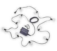 Reality Leuchten Mood R74761132 - Catena luminosa a LED ibrida per esterni, in plastica nera, con 10 LED da 0,5 Watt, telecomando, lunghezza 5,7 m