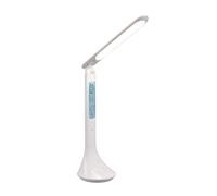 Reality Leuchten Patty R52311101 - Lampada da scrivania a LED, in plastica bianca opaca, con LED da 4 Watt, batteria USB-C, sveglia, data e visualizzazione della temperatura
