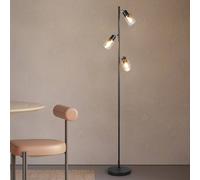 Reality Leuchten Piantana Cadiz, nero/ambra, a 3 luci, altezza 154 cm Reality Leuchten