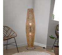 Reality Leuchten Lampadaire MIKI R41102026, Métal Noir mat, Abat-jour Marron, excl. 2x E27