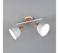 Reality Leuchten Plafoniera Delume, bianca, lunghezza 49 cm, a 2 luci, metallo/legno Reality Leuchten