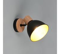 Reality Leuchten Plafoniera Delume, nera, Ø 15 cm, 1 luce, metallo/legno Reality Leuchten