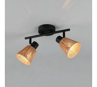 Reality Leuchten Plafoniera Natrel, nero/marrone, lunghezza 41 cm, a 2 luci, metallo Reality Leuchten