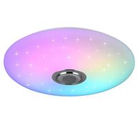 Reality Leuchten Plafonnier LED MUSICA R69031901, abat-jour en plastique blanc avec effet Starlight, LED 33 watts, télécommande, changement de couleur, haut-parleur Bluetooth,