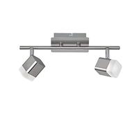 ROUBAIX BARRA 2 SPOTS LED 7W 800lm, 3000K QUADRATI METALLO ACCIAIO SATINATO L.34CM