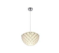 TITLIA SOSPENSIONE METACRILATO BIANCO DECORO ORIGAMI CON MONTATURA METALLO CROMATO D.40CM 1 LUCE ATTACCO E27