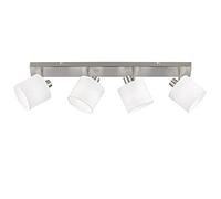 Faretto TOMMY barra 4 spots con diffusori paralumi bianchi metallo acciaio satinato R80334001