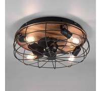 Reality Leuchten Ventilatore a pale Trondheim, remote, 4xE27, legno Reality Leuchten