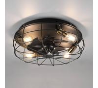 Reality Leuchten Ventilatore a pale Trondheim, remote, 4xE27, nero Reality Leuchten