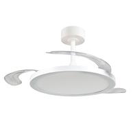 Reality Leuchten Ventilatore KASFJORD R64452131, bianco opaco, metallo, 25W, 2700K - 6500K, 3900lm, pale richiudibili, telecomando incluso, dimmerabile, luce notturna